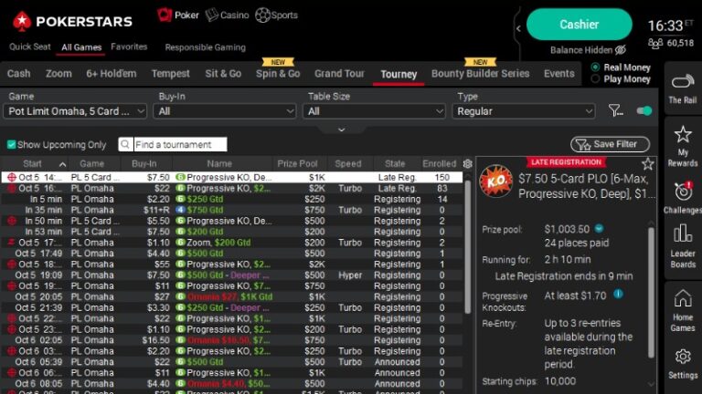 PokerStars PLO Tournaments