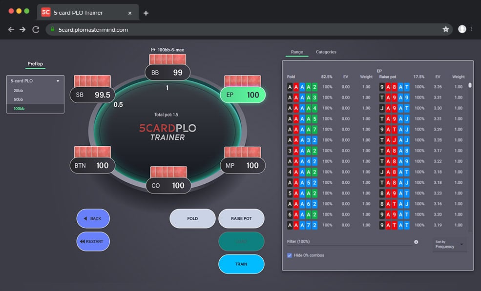 5 card plo with bitcoin